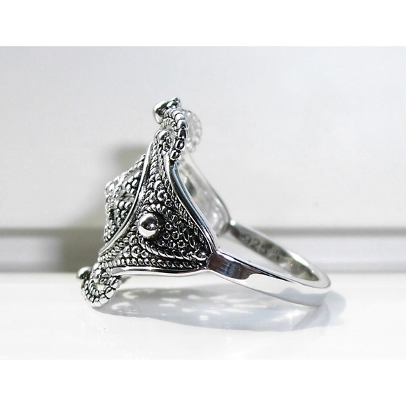 925 STERLING SILVER Rope Beaded Ornate Ring - Picture 9 of 16